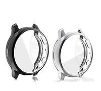 RuenTech Coque de protection compatible avec Samsung Galaxy Watch Active 2 44 mm 40 mm Coque de protection anti-rayures (44 mm, noir + argent)