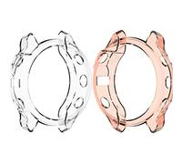 Ruentech Ersat Coque de protection en TPU pour Garmin Fenix 6S Pro Saphir Sapphire Protection complète anti-rayures Rose + transparent