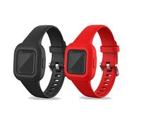 RuenTech Lot de 2 bracelets de rechange, en silicone, compatibles avec Garmin Vivofit JR.3 Kids (noir + rouge)