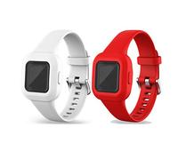 RuenTech Lot de 2 bracelets de rechange en silicone compatibles avec Garmin Vivofit JR.3 Kids (rouge + blanc)