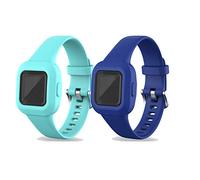 RuenTech Lot de 2 bracelets de rechange en silicone compatibles avec Garmin Vivofit JR.3 Kids (vert + bleu foncé)