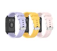 Ruentech Lot de 3 bracelets de rechange en silicone pour Honor Watch ES - Bracelet de sport en caoutchouc souple - Bracelet GPS (rose clair + jaune + violet)