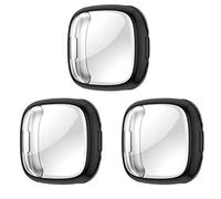 RuenTech Lot de 3 coques de protection compatibles avec Fitbit versa 4/sense 2 - Pour versa4/sense2 - Noir