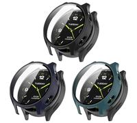 RuenTech Lot de 3 coques de protection compatibles avec Xiaomi Watch 2 - Avec film de protection d'écran anti-rayures - Protection PC rigide pour Xiaomi Watch 2 - Accessoire de montre intelligente