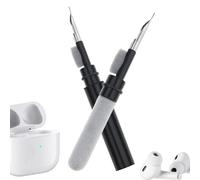 RuenTech Nettoyant pour Jabra Elite 75t/65t/Active 75t/7 Pro & 3/4/5/7/8/10 - Design 3 en 1 en forme de stylo avec éponge floquée, brosse et pointe en métal - Noir + noir