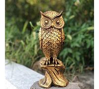 Ruerlity Décoration de Table en résine de Hibou de Statue, Sculpture d'hibou d'or pour la décoration de Bureau à Domicile, Plateau de Table - 11 Pouces Figurine Animale Collective