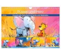 Rüssel und Herz. Zauberhafte Elefantenmomente und Weisheiten (Wandkalender 2026 DIN A4 quer), CALVENDO Monatskalender: Liebliche Elefanten, die mit ... jeden Monat ein Stück wärmer machen