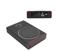RUETERY Caisson de basses actif ultra fin de 8 pouces 600 W pour voiture - Peut être monté sous le siège passager - Avec housse de protection en corne en acier inoxydable - Noir