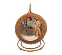 RUETERY Hamac pour chat avec arbre à chat, fauteuil suspendu, panier en rotin avec coussin douillet, coussin rafraîchissant, balle de jeu, panier pour chat pour la maison et l'appartement, gris