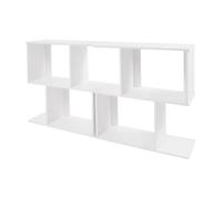 RUETERY Lot de 2 bibliothèques en forme de Z en PVC blanc ouvert à 2 niveaux, jusqu'à 7,5 kg par niveau, peu encombrantes pour mur, coin, design moderne