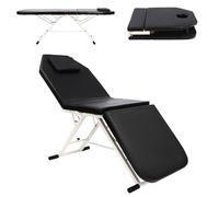 RUETERY Table de massage pliable Beauté Canapé Triple Pliage Lit cosmétique Chaise de massage Portable Lit de beauté Banc de massage Table de massage 182 cm Noir