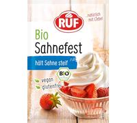 RUF Crème bio, crème de qualité bio, convient pour gâteaux, tartes, gaufres et sacs à vent, sans gluten et végétaliens, selon la recette, 4 x 8 g