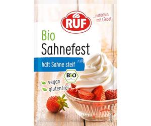RUF Crème bio, crème de qualité bio, convient pour gâteaux, tartes, gaufres et sacs à vent, sans gluten et végétaliens, selon la recette, 4 x 8 g
