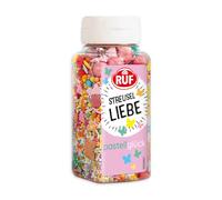 RUF Sugar Sprusel Pastel, Sprusel Love en forme de papillons et de fleurs dans des couleurs pastel délicates, mélange Streusel pour gâteaux d'anniversaire, gâteaux et tasses à glace, 1 x 140 g