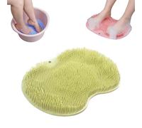 Rufenpurify Silicone Shower Foot Scrubber Mat, Solespa Hands-Free Silicone Foot Scrubber Mat, Foots Back Cleaning Pad Back Washer with Non-Slip Suction Cups (Green)
