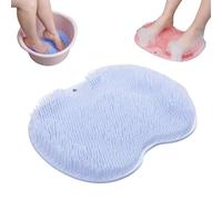 Rufenpurify Silicone Shower Foot Scrubber Mat, Solespa Hands-Free Silicone Foot Scrubber Mat, Foots Back Cleaning Pad Back Washer with Non-Slip Suction Cups (Blue)