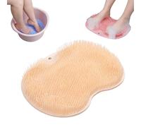 Rufenpurify Silicone Shower Foot Scrubber Mat, Solespa Hands-Free Silicone Foot Scrubber Mat, Foots Back Cleaning Pad Back Washer with Non-Slip Suction Cups (Yellow)