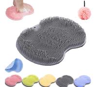 Rufenpurify Silicone Shower Foot Scrubber Mat, Solespa Hands-Free Silicone Foot Scrubber Mat, Silicones FootScrubber for Shower, with Non-Slip Suction Cups and Drain Holes (black)