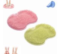Rufenpurify Tapis à récurer les pieds en silicone mains libres Solespa antidérapant avec ventouses, utilisation dans la douche et le bain pour massage des pieds et du dos pour homme et femme (rose +