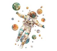 Rufevee Dessin animé rêve Astronaute planète Stickers muraux Chambre Enfants Fond décalcomanies Chambre décor à la Maison Murale