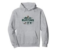 Ruffing It : Aventure en Plein air pour Amoureux des Chiens Sweat à Capuche, Unisexe pour Adultes, Gris Chiné, XXL