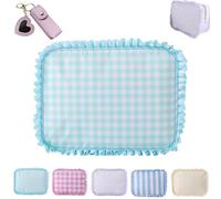 Ruffle Pouch Bag, Gingham Ruffle Makeup Bag Pouch, Large Travel Cute Cosmetic Bags Aesthetic Gift, Mini Ruffles Cosmetic Toiletry Bags, Aesthetic Puffy Toiletry Ba Make up (Green)