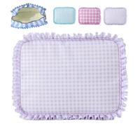 Ruffle Pouch Bag, Gingham Ruffle Makeup Bags Checkered Toiletry Purse, Large Puffy Cosmetic Organizer for Women, Aesthetic Cute Storage Pouch Gym Essentials (Purple)