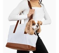 RUFFLIFE Sac à main de luxe pour petits chiens, sac de transport confortable en similicuir pour animaux de compagnie, clip de harnais sécurisé, sac fourre-tout pour petits chiens et chiots - Blanc