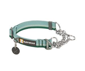 RUFFWEAR Chain Reaction Collier pour Chien, Collier de Dressage réglable Anti-Traction, Anneau en D en Aluminium et Cordon de Serrage limité, Collier réfléchissant avec River Rock Green 20"-26"