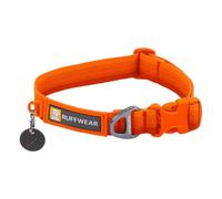 RUFFWEAR Collier pour Chien avec Anneau en V réglable en Longueur - Tissu Doux et Confortable - avec Anneau de Fixation pour Laisse - Orange Blaze - 11"-14"