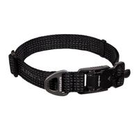 Ruffwear Ridgeline Collier réfléchissant robuste pour chien, doux et confortable, réglable et léger avec anneau en V en aluminium pour laisse pour chien, noir obsidienne, taille M 36 à 51 cm