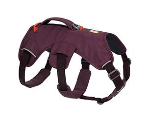 RUFFWEAR Web Master Harnais Multi-Usage pour Chien avec poignée, réglable, Anti-Fuite, 2 Attaches de Laisse. Usage Quotidien ou Assistance à la mobilité, Taille L/XL (81-107 cm), Pluie Violette