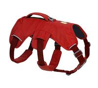 RUFFWEAR Web Master Harnais pour Chien Rembourré Harnais Anti-Fuite avec Poignée de Levage pour Les Aventures Quotidiennes 2 Attaches pour Laisse Taille S (56-69cm) Rouge Sumac