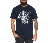Ruffy Hand - T-Shirt Homme Chapeau de Paille Luffy Zoro One Monkey D. Pirate Ace Piece Goku Anime Ruffy, Taille:XL, Couleur:Bleu foncé