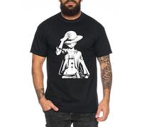 Ruffy Stand - T-Shirt Homme Chapeau de Paille Luffy Zoro One Monkey D. Pirate Ace Piece Goku Anime Ruffy, Taille:S, Couleur:Noir