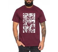 Ruffy Team - T-Shirt Homme Chapeau de Paille Luffy Zoro One Monkey D. Pirate Ace Piece Goku Anime Ruffy, Taille:S, Couleur:Bourgogne