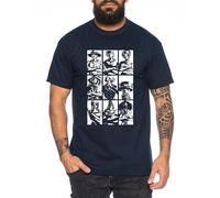 Ruffy Team - T-Shirt Homme Chapeau de Paille Luffy Zoro One Monkey D. Pirate Ace Piece Goku Anime Ruffy, Taille:S, Couleur:Bleu foncé