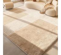 Rug for Living Room - Modern Geometric Striped Carpet, Non-Slip Soft Short Pile,Beige(C,200x300 CM/79x118 in)