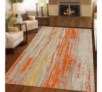 Rug-QJDDUP Tapis de Salon Poils Ras Moderne, Orange Ocre Jaune Gris Beige Ivoire Abstrait Moderne,Orange Ochre,160 x 230 cm, Grand Tapis Chambre à Coucher, Chambre d'enfant Garcon Fille,