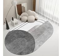 Rug-QJDDUP Tapis Ovale,Design de Lignes géométriques,Dark, Oval 200 x 300 cm, Tapis de décoration Bureau à Domicile, Grand Salon Chambre, Salle de conférence