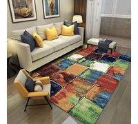 Rug-QJDDUP Tapis, Rouge Bleu Vert Abstract Géométrique Box Design, Green, 160 x 230 cm, Tapis de Salon Grand Chambre Design Moderne Poil Court Doux, Facile d'entretien