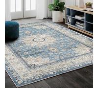Rug-QJDDUP Tapis Salon 70 x 140 cm Entrée Lavable Moderne Poils Courte et Douce Decoration Tapis pour Maison Chambre Dressing Bureau Bleu Ethnique rétro