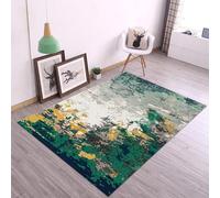 Rug-QJDDUP Tapis Salon Chambre Salle de séjour Vert émeraude, Jaune Moutarde, Gris, Multicolore Motifs Abstraits Modernes décoration intérieure,Green,200 x 300 cm