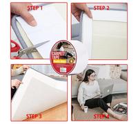 Rug Ruban Adhésif Double Face,Tape Antidérapant Pour Tapis,Carpet Tape Pour Parquet Carreaux De Marbre,Blanc,Tapis Fixe,Super Résistant,7.5cm X 11m