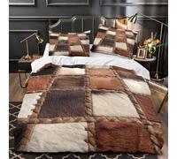 Rug with Patchwork Ensemble De Literie Microfibre Résistante 3D Imprimé 3 Pièces 2 Taies Douce Boho Rustic Decor Linge de Lit Ultra Douce Résistante for Enfants Garçons Filles Single（135x200cm）