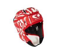 Rugbier - Casco de Rugby Profesional Air-Pro - Adultos y Jóvenes Unisex - Ajustable - Protector de Cabeza Acolchado - Modelo Tiger Rojo-Blanco (Small)