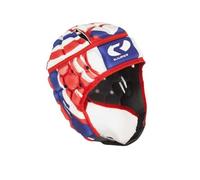 Rugbier - Casque de Rugby Professionnel AIR-Pro - Adultes et Jeunes Unisexe - Ajustable - Protection Coussinetée pour la Tête - Modèle Circle Bleu/Rouge/Blanc (Small)