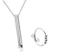 RUGBOL Collier de respiration, collier d'anxiété, collier sifflet pour méditation (argenté)