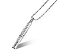 RUGBOL Collier de respiration, collier symbole de yoga, collier anxiété, collier sifflet pour la méditation (argenté)