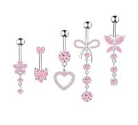 RUGBOL Lot de 5 piercings de nombril en titane pour femme (rose)
